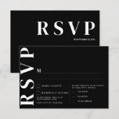 ミニマルブラックウェディング  RSVP カード (正面/裏面)