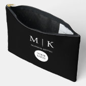 ミニマルブラックエレガントとホワイトロゴのビジネス アクセサリーポーチ (見開き)