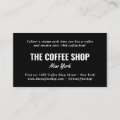 ミニマルブラックシンプルあなたのロゴのコーヒーショップロイヤリティ ロイヤリティカード (裏面)