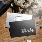 ミニマルブラック&シルバーエンボス文字美容師 予約カード