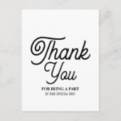 -ミニマルブラック&ホワイト – 結婚s Thank You ポストカード (正面)