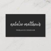 ミニマルブラック | モダン トレンディ 手書き風 名刺 (正面)