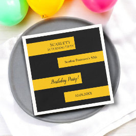 ミニマルブラック&金ゴールドシエレガントック50th誕生日 スタンダードカクテルナプキン