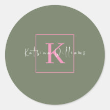 ミニマルブランディングロゴセージグリーンピンクモノグラム