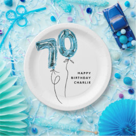 ミニマルブルー70 バルーン 70歳の誕生日パーティー ペーパープレート