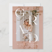 ミニマルプモダンラシピンクオーバーレイGrad Photo 招待状 (正面)