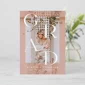 ミニマルプモダンラシピンクオーバーレイGrad Photo 招待状 (スタンド正面)