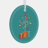 ミニマルプレゼント付きクリスマスツリー ガラスオーナメント (正面右)