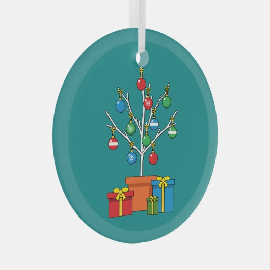 ミニマルプレゼント付きクリスマスツリー ガラスオーナメント (正面右)