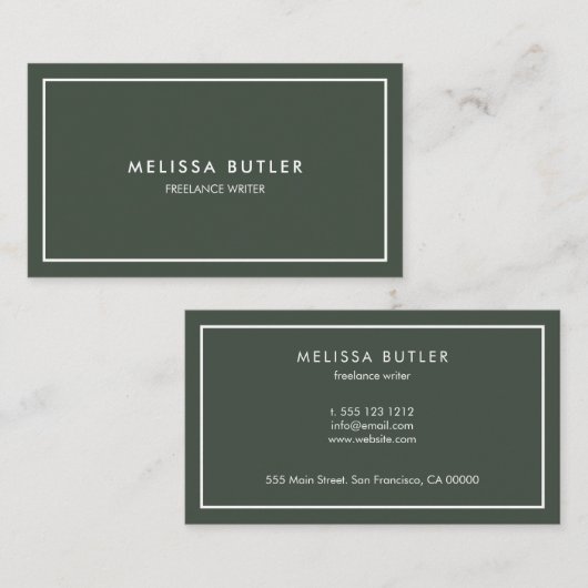 ミニマルプロフェッショナルエレガントグリーン 名刺 (正面/裏面)