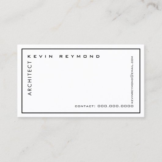ミニマルプロフェッショナルエレガントホワイトアーキテクト 名刺 (正面)