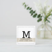 ミニマルプロフェッショナルエレガントボーンホワイト スクエア名刺 (スタンド正面)