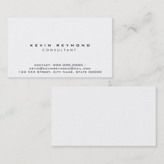 ミニマルプロフェッショナルエレガント白 名刺 (正面/裏面)