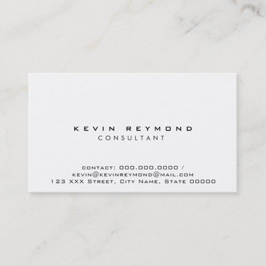 ミニマルプロフェッショナルエレガント白 名刺 (正面)