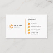 ミニマルプロフェッショナルオレンジ色アイコン 名刺 (裏面)