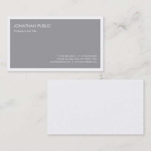 ミニマルプロフェッショナルグエレガントレイテンプレート 名刺 (正面/裏面)