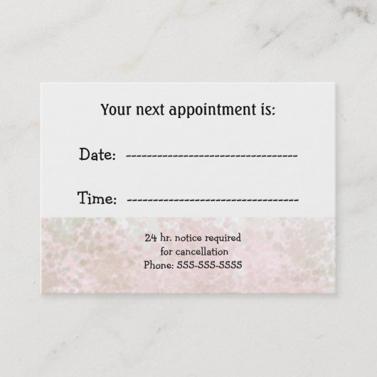 ミニマルプロフェッショナルスペシャリストアポイントメント 予約カード (正面)