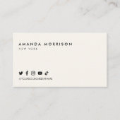 ミニマルプロフェッショナルソーシャルメディアアイボリー 名刺 (正面)