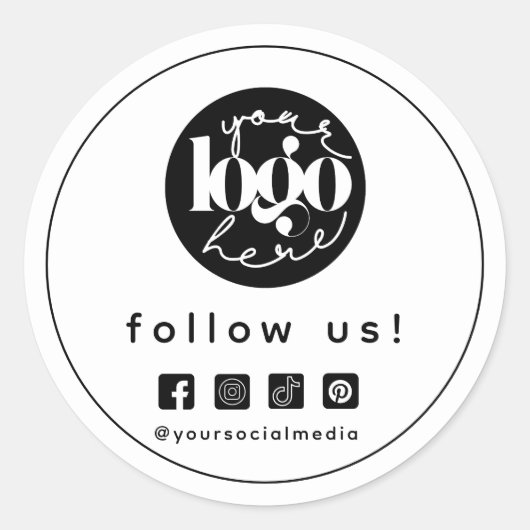 ミニマルプロフェッショナルソーシャルメディアカスタムロゴ ラウンドシール (正面)