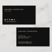 ミニマルプロフェッショナルソーシャルメディアブラック 名刺 (正面/裏面)