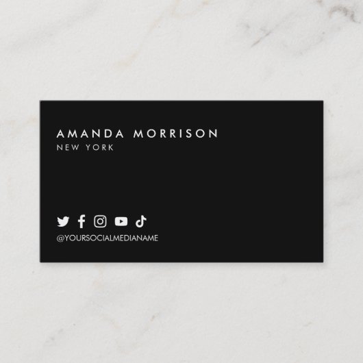 ミニマルプロフェッショナルソーシャルメディアブラック 名刺 (正面)