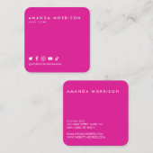 ミニマルプロフェッショナルソーシャルメディアホットピンク スクエア名刺 (正面/裏面)