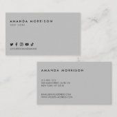 ミニマルプロフェッショナルソーシャルメディア灰色 名刺 (正面/裏面)