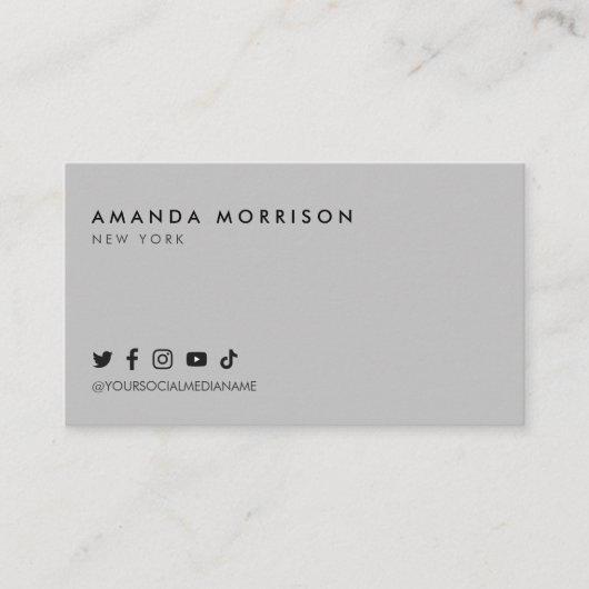 ミニマルプロフェッショナルソーシャルメディア灰色 名刺 (正面)