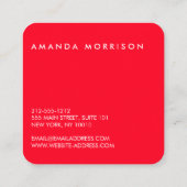 ミニマルプロフェッショナルソーシャルメディア赤 スクエア名刺 (裏面)