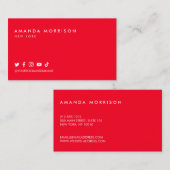 ミニマルプロフェッショナルソーシャルメディア赤 名刺 (正面/裏面)