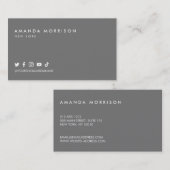 ミニマルプロフェッショナルソーシャルメディアDark Gray 名刺 (正面/裏面)