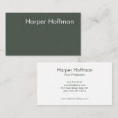 ミニマルプロフェッショナルネイビーグリーンビジネスカード 名刺 (正面/裏面)