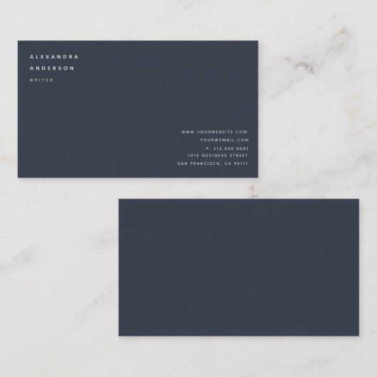 ミニマルプロフェッショナルネイビーブルー名刺 名刺 (正面/裏面)