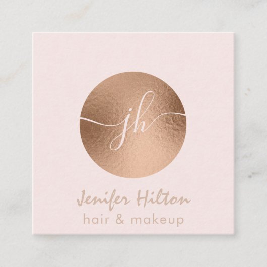 ミニマルプロフェッショナルバラ金ゴールド円モノグラム スクエア名刺 (正面)