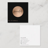 ミニマルプロフェッショナルバラ金ゴールド箔円 スクエア名刺 (正面/裏面)