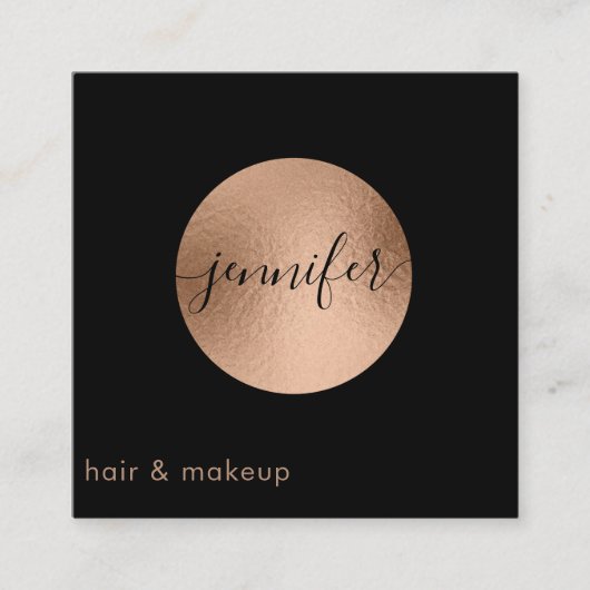 ミニマルプロフェッショナルバラ金ゴールド箔円 スクエア名刺 (正面)