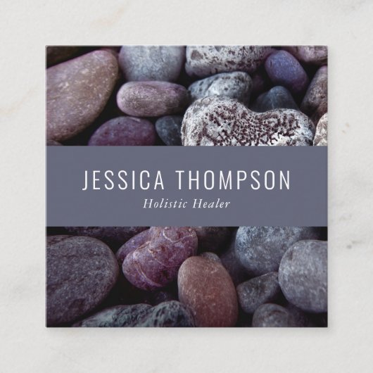 ミニマルプロフェッショナルビーチ小石 スクエア名刺 (正面)