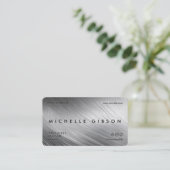 ミニマルプロフェッショナルフェイク金属銀モダン銀 名刺 (スタンド正面)
