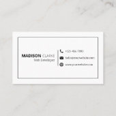 ミニマルプロフェッショナルフリーランサーQRコードモダン 名刺 (裏面)