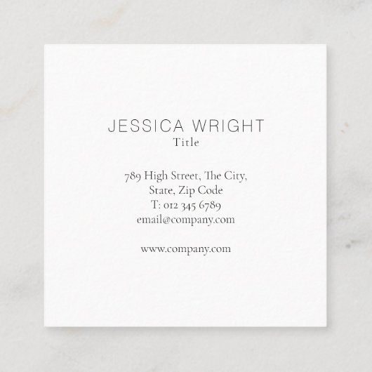 ミニマルプロフェッショナルブラシ付きスチールとブラック スクエア名刺 (裏面)