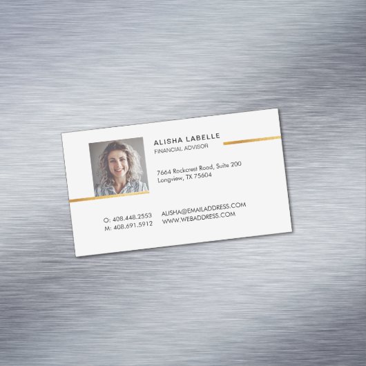 ミニマルプロフェッショナルブラックと金ゴールドフォトのレイアウト マグネット名刺 (インサイチュ)