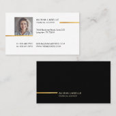 ミニマルプロフェッショナルブラックと金ゴールドフォトのレイアウト 名刺 (正面/裏面)
