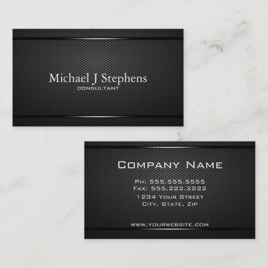 ミニマルプロフェッショナルブラックメタルテクスチャ 名刺 (正面/裏面)