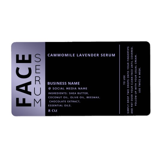 ミニマルプロフェッショナルブラックラベンダー顔血清 ラベル (正面)