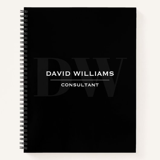 ミニマルプロフェッショナルブラック&ホワイトモノグラム ノートブック (正面)