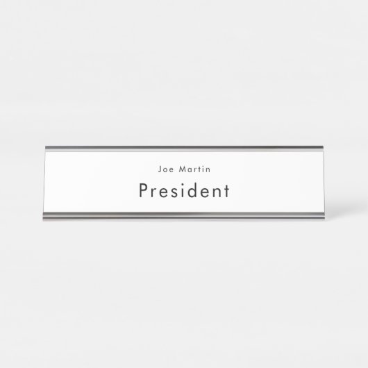 ミニマルプロフェッショナルブラック&ホワイト デスクネームプレート (正面)