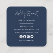 ミニマルプロフェッショナルブランディングQrコードネイビーブルー スクエア名刺 (正面)