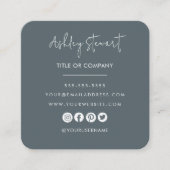 ミニマルプロフェッショナルブランディングQrコードネイビー スクエア名刺 (正面)