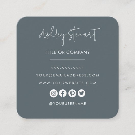 ミニマルプロフェッショナルブランディングQrコードネイビー スクエア名刺 (正面)