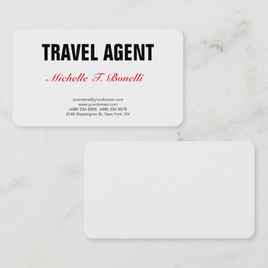 ミニマルプロフェッショナルプレーンシンプル旅行代理店 名刺 (正面/裏面)